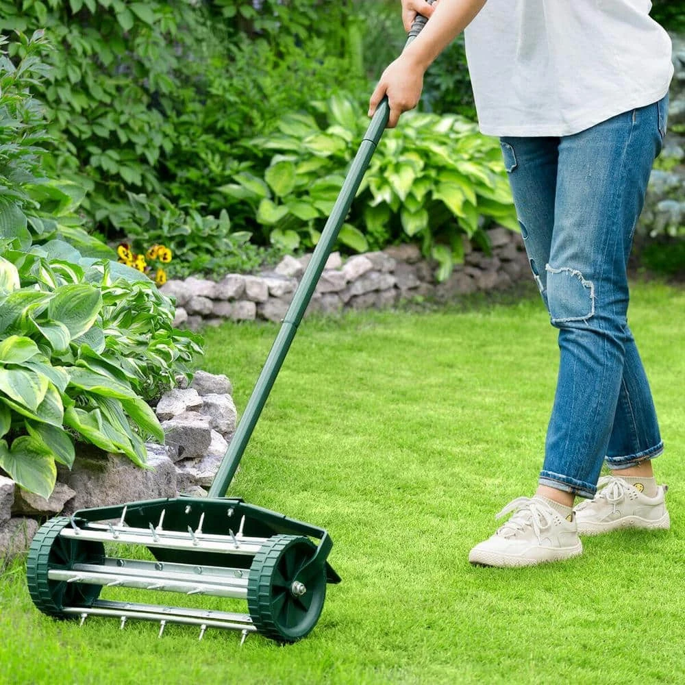 18 in. Rolling Lawn Aerator with Fender for Garden by ANGELES HOME 4 18 in. Rolling Lawn Aerator with Fender for Garden by ANGELES HOME - Image 2