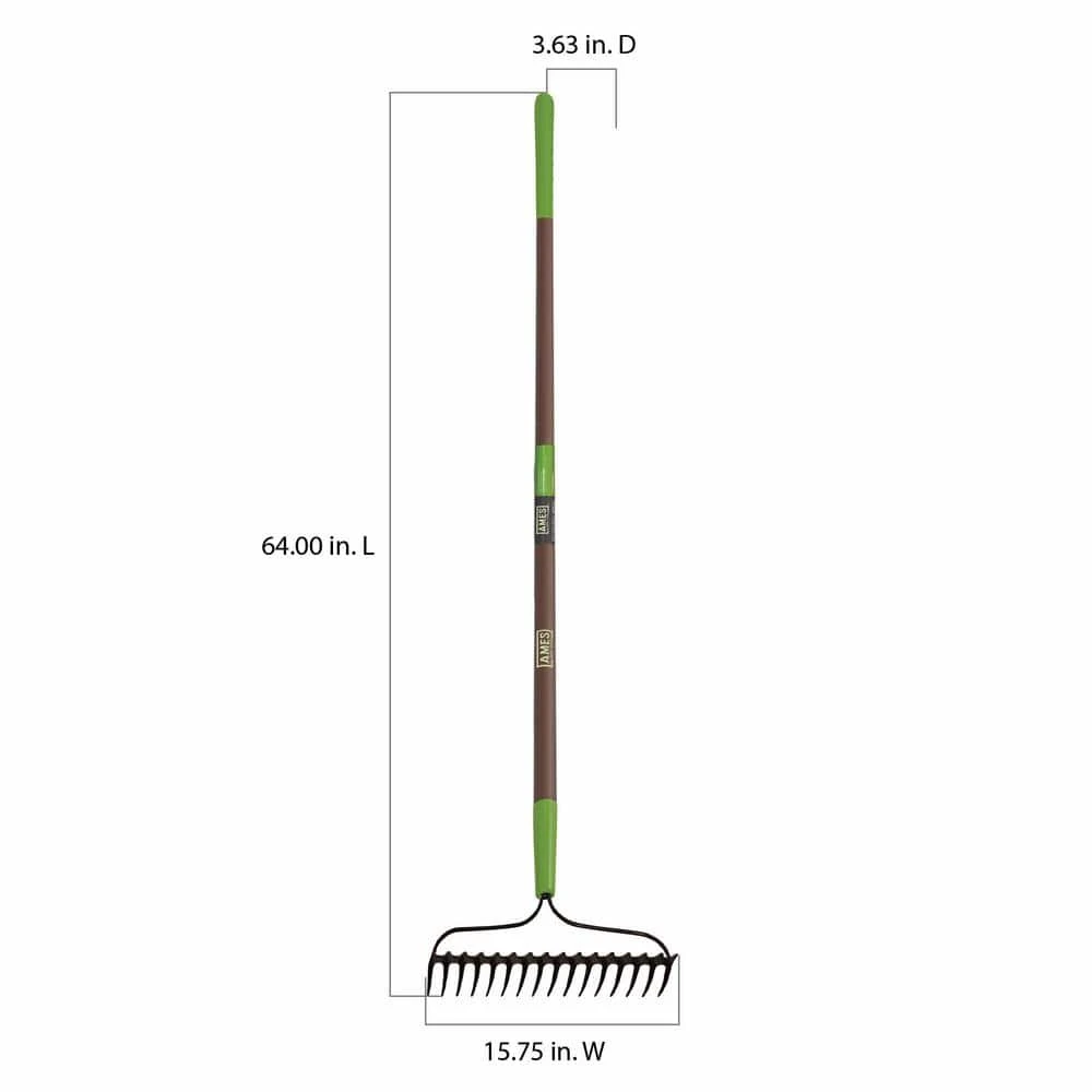 57.5 in. Fiberglass Handle 16-Tine Double Play Bow Rake by Ames 8 57.5 in. Fiberglass Handle 16-Tine Double Play Bow Rake by Ames - Image 6