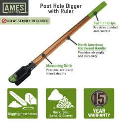 Post Hole Digger with Ruler by Ames -GARDEN TOOLS Shop ames post hole diggers 2701600 c3 1000