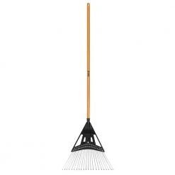 47 in. L Wood Handle 20 in. Poly Steel Leaf Rake by Anvil