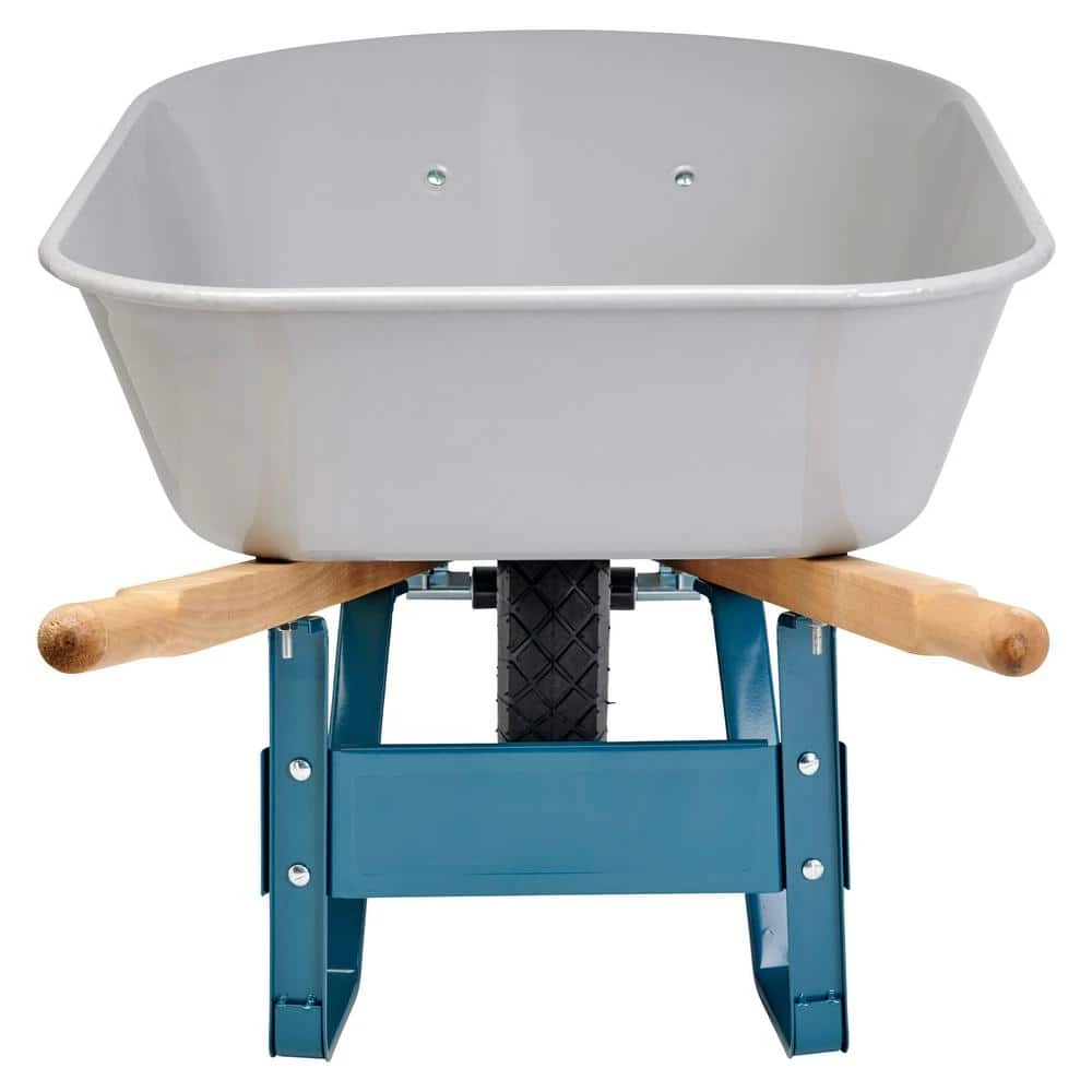 6 cu. ft. Steel Tub Wheelbarrow with Wooden Handles and Pneumatic Tire by Anvil 7 6 cu. ft. Steel Tub Wheelbarrow with Wooden Handles and Pneumatic Tire by Anvil - Image 5
