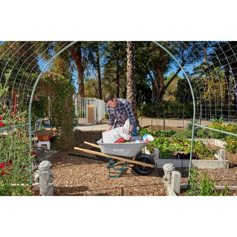 6 cu. ft. Steel Tub Wheelbarrow with Wooden Handles and Pneumatic Tire by Anvil 11 6 cu. ft. Steel Tub Wheelbarrow with Wooden Handles and Pneumatic Tire by Anvil - Image 9