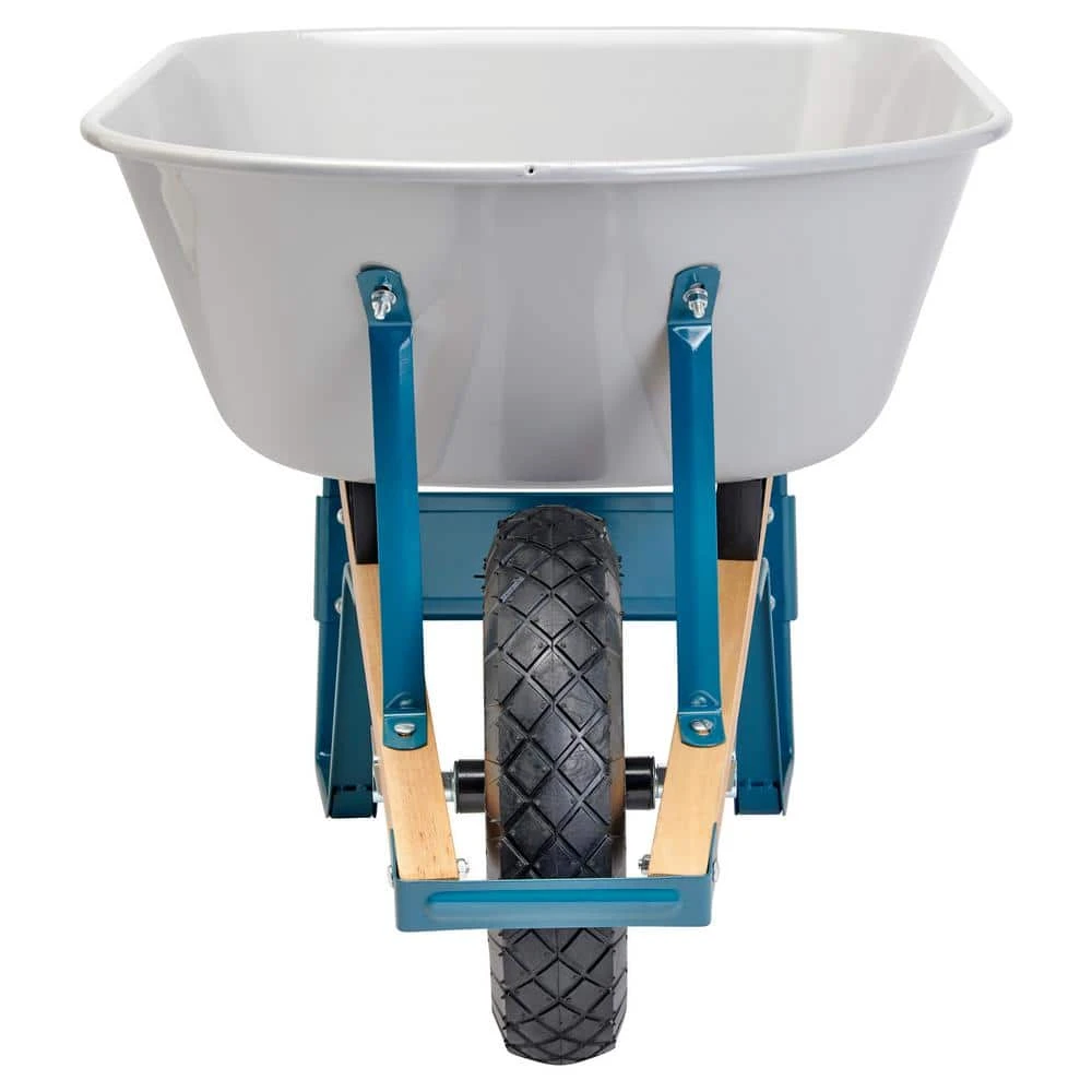 6 cu. ft. Steel Tub Wheelbarrow with Wooden Handles and Pneumatic Tire by Anvil 6 6 cu. ft. Steel Tub Wheelbarrow with Wooden Handles and Pneumatic Tire by Anvil - Image 4