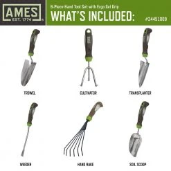 6-Piece Garden Tool Set - Hand Trowel, Hand Weeder, Hand Rake, Hand Transplanter, Hand Scoop and Hand Cultivator by Ames -GARDEN TOOLS Shop brown and green ames garden tool sets 24451009 e1 1000