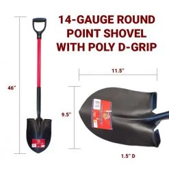 14-Gauge Round Point Shovel with Fiberglass D-Grip Handle by Bully Tools -GARDEN TOOLS Shop bully tools shovels 82510 44 1000