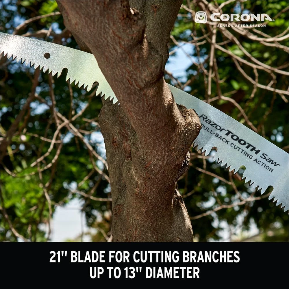 RazorTOOTH 21 in. High Carbon Steel Blade with Ergonomic Textured D-Handle Grip Raker Tooth Saw by Corona 8 RazorTOOTH 21 in. High Carbon Steel Blade with Ergonomic Textured D-Handle Grip Raker Tooth Saw by Corona - Image 6