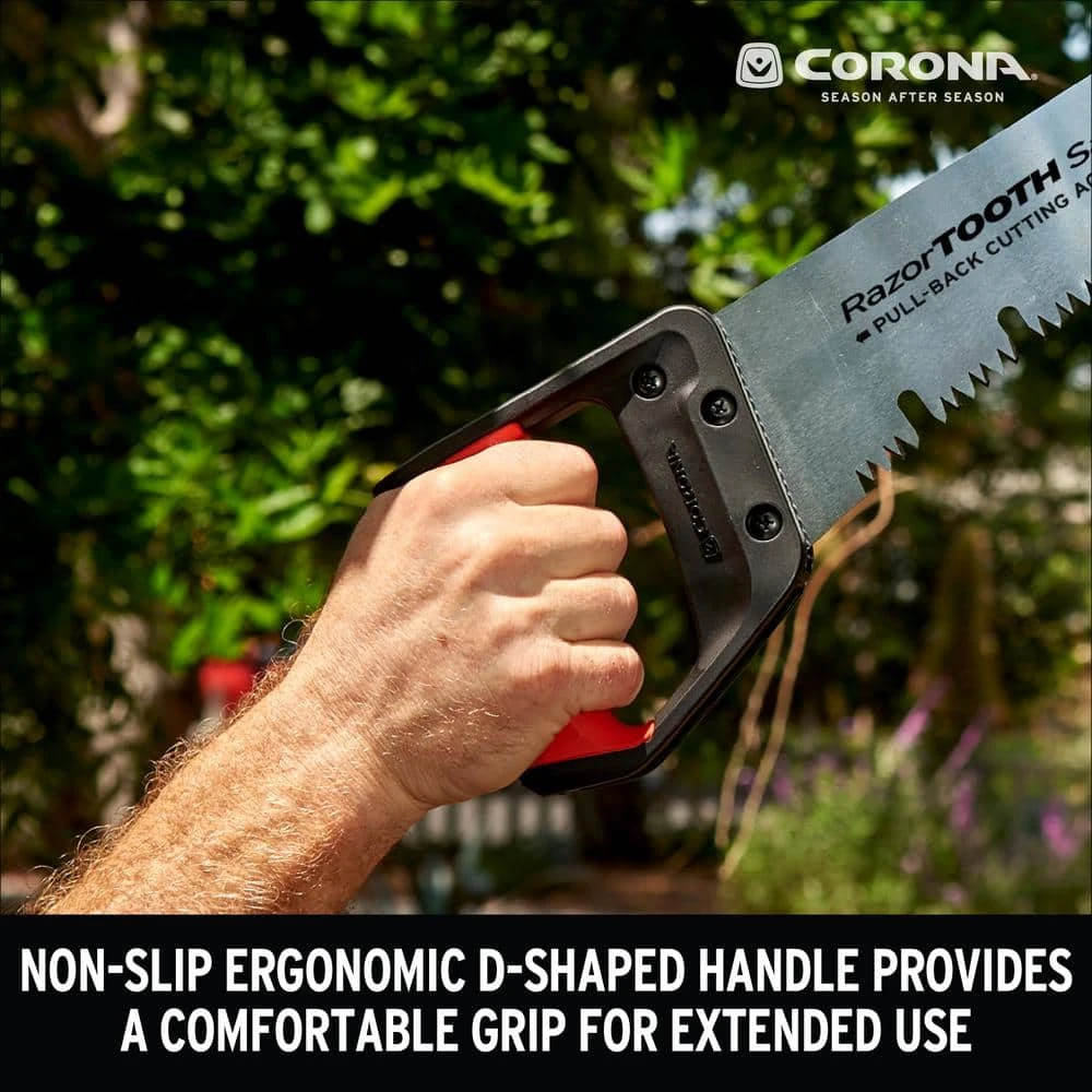 RazorTOOTH 21 in. High Carbon Steel Blade with Ergonomic Textured D-Handle Grip Raker Tooth Saw by Corona 6 RazorTOOTH 21 in. High Carbon Steel Blade with Ergonomic Textured D-Handle Grip Raker Tooth Saw by Corona - Image 4