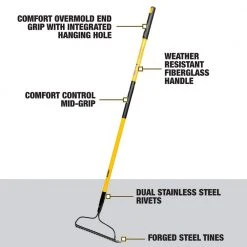 60 in. Fiberglass Handle 16-Tine Bow Rake by DEWALT -GARDEN TOOLS Shop dewalt landscaping rakes dxlha2606 44 1000