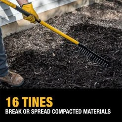 60 in. Fiberglass Handle 16-Tine Bow Rake by DEWALT -GARDEN TOOLS Shop dewalt landscaping rakes dxlha2606 76 1000