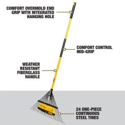 53 in. Fiberglass Handle 24-Tine Steel Leaf Rake by DEWALT 20 53 in. Fiberglass Handle 24-Tine Steel Leaf Rake by DEWALT -GARDEN TOOLS Shop dewalt leaf rakes dxlha2608 44 1000