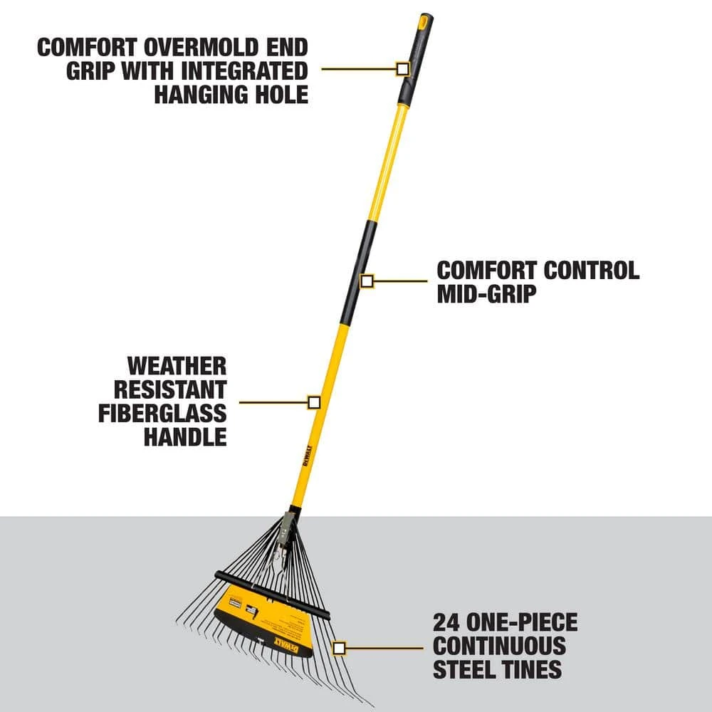 53 in. Fiberglass Handle 24-Tine Steel Leaf Rake by DEWALT 10 53 in. Fiberglass Handle 24-Tine Steel Leaf Rake by DEWALT - Image 8
