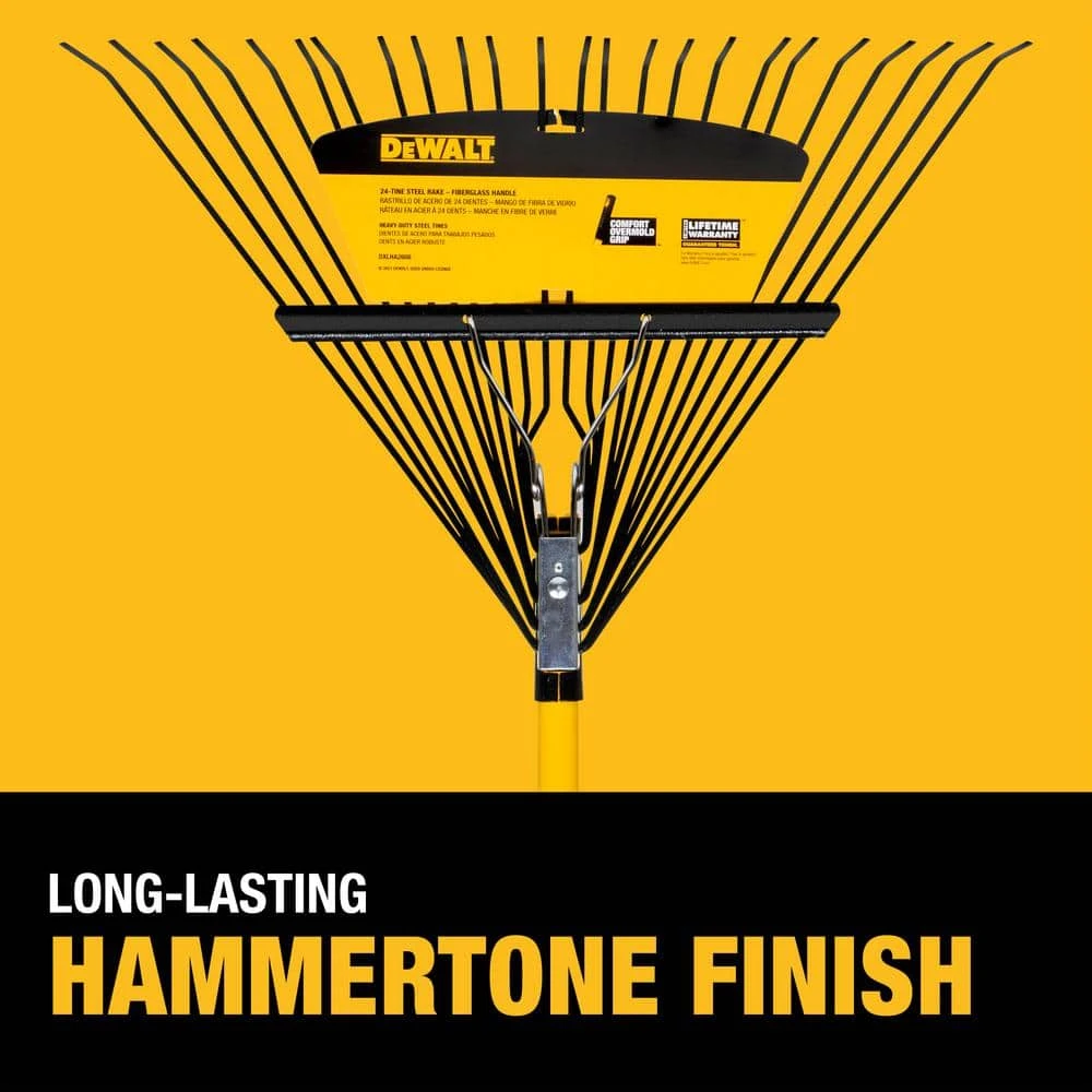 53 in. Fiberglass Handle 24-Tine Steel Leaf Rake by DEWALT 4 53 in. Fiberglass Handle 24-Tine Steel Leaf Rake by DEWALT - Image 2