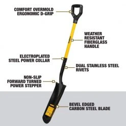 32 in. Fiberglass D-Handle Drain Spade by DEWALT -GARDEN TOOLS Shop dewalt shovels dxlha2605 fa 1000
