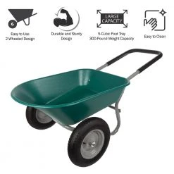 5 cu. ft. 300 lbs. Weight Capacity Heavy-Duty Dual Wheel Wheelbarrow Garden Cart by Earth Worth -GARDEN TOOLS Shop earth worth wheelbarrows 683664drc 44 1000