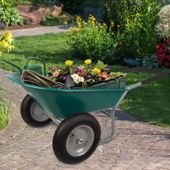5 cu. ft. 300 lbs. Weight Capacity Heavy-Duty Dual Wheel Wheelbarrow Garden Cart by Earth Worth -GARDEN TOOLS Shop earth worth wheelbarrows 683664drc 76 1000