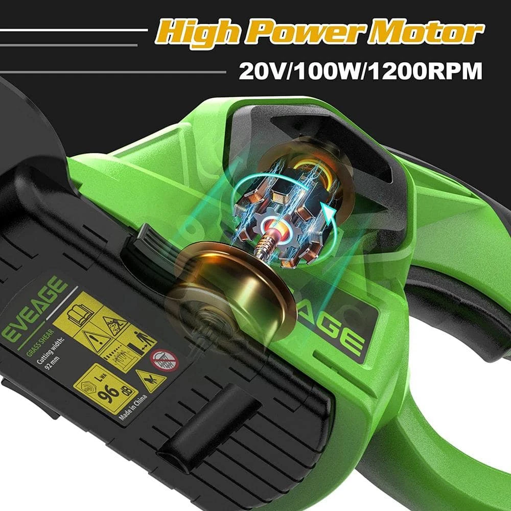 15.74 in. 20-Volt Cordless Grass Shears, Handheld Grass Trimmer, 2 in 1 Electric Grass Clippers and Power Hedge Shears by EVEAGE 8 15.74 in. 20-Volt Cordless Grass Shears, Handheld Grass Trimmer, 2 in 1 Electric Grass Clippers and Power Hedge Shears by EVEAGE - Image 6