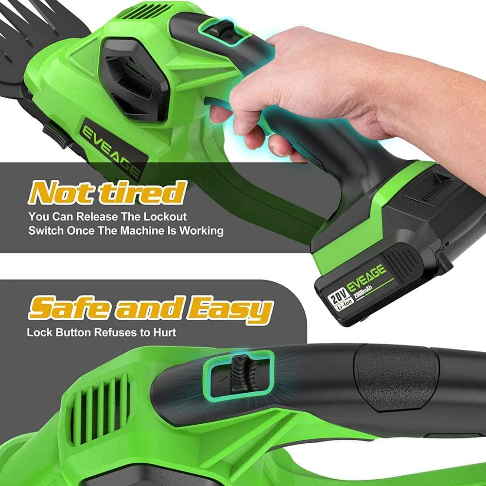 15.74 in. 20-Volt Cordless Grass Shears, Handheld Grass Trimmer, 2 in 1 Electric Grass Clippers and Power Hedge Shears by EVEAGE 6 15.74 in. 20-Volt Cordless Grass Shears, Handheld Grass Trimmer, 2 in 1 Electric Grass Clippers and Power Hedge Shears by EVEAGE - Image 4