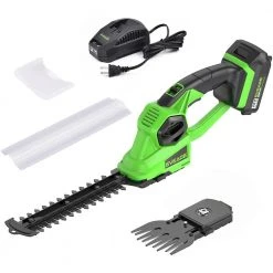 15.74 in. 20-Volt Cordless Grass Shears, Handheld Grass Trimmer, 2 in 1 Electric Grass Clippers and Power Hedge Shears by EVEAGE