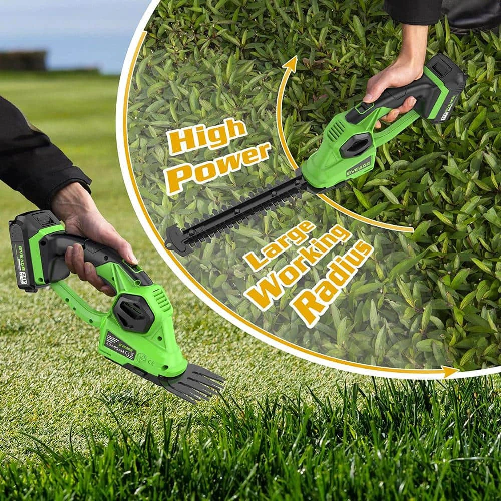15.74 in. 20-Volt Cordless Grass Shears, Handheld Grass Trimmer, 2 in 1 Electric Grass Clippers and Power Hedge Shears by EVEAGE 9 15.74 in. 20-Volt Cordless Grass Shears, Handheld Grass Trimmer, 2 in 1 Electric Grass Clippers and Power Hedge Shears by EVEAGE - Image 7
