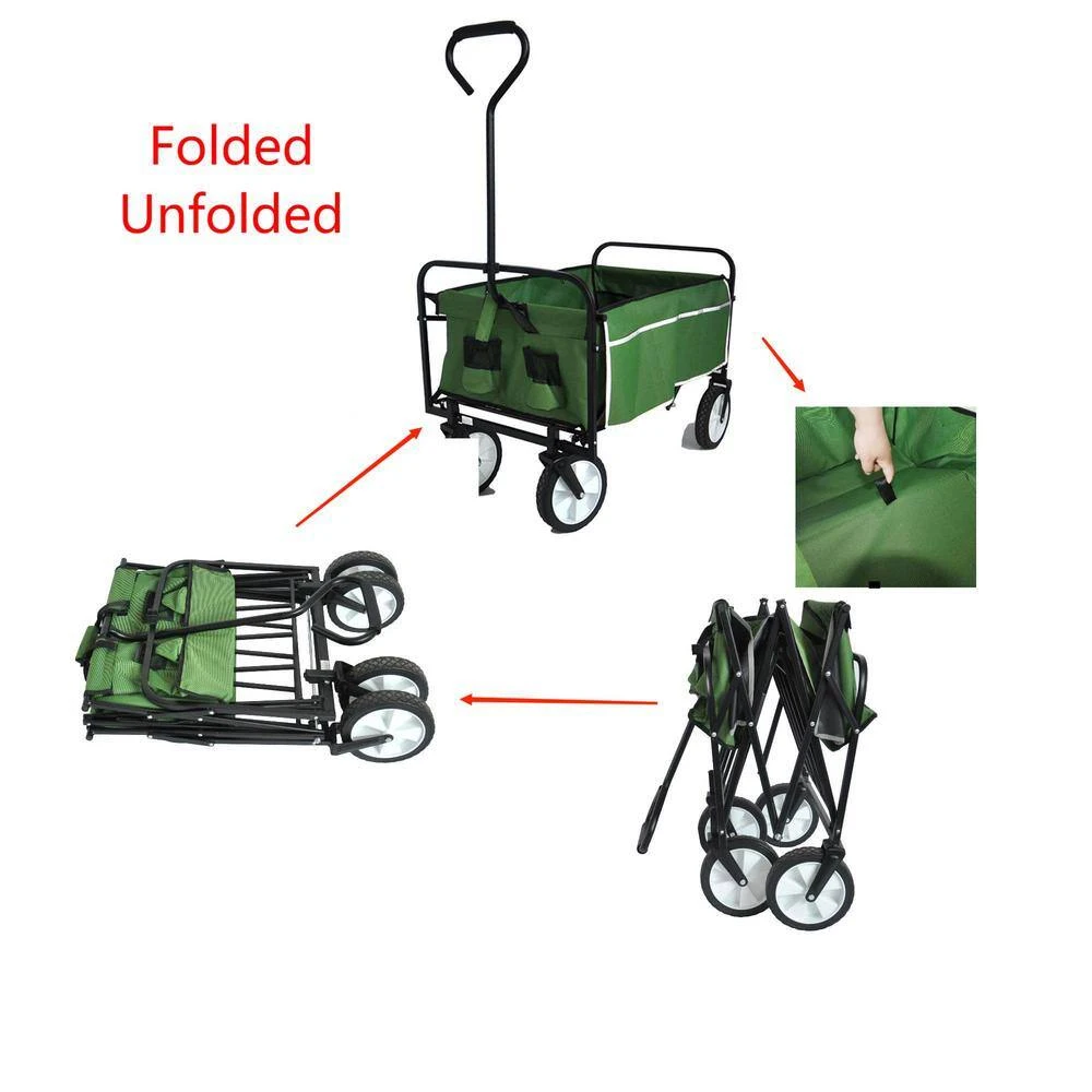 3 cu. ft. Outdoor Metal Folding Shopping Beach Utility Wagon Garden Cart in Green by Flynama 8 3 cu. ft. Outdoor Metal Folding Shopping Beach Utility Wagon Garden Cart in Green by Flynama - Image 6