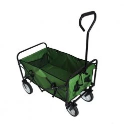 3 cu. ft. Outdoor Metal Folding Shopping Beach Utility Wagon Garden Cart in Green by Flynama