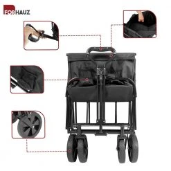 3.88 cu.ft. 600D double-layer Oxford Fabric Steel Frame Outdoor Garden Cart Collapsible Folding Wagon, Black by FORHAUZ 13 3.88 cu.ft. 600D double-layer Oxford Fabric Steel Frame Outdoor Garden Cart Collapsible Folding Wagon, Black by FORHAUZ -GARDEN TOOLS Shop forhauz garden carts hg 1199 fw black 1f 1000