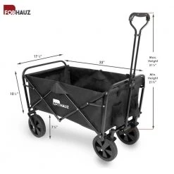 3.88 cu.ft. 600D double-layer Oxford Fabric Steel Frame Outdoor Garden Cart Collapsible Folding Wagon, Black by FORHAUZ 16 3.88 cu.ft. 600D double-layer Oxford Fabric Steel Frame Outdoor Garden Cart Collapsible Folding Wagon, Black by FORHAUZ -GARDEN TOOLS Shop forhauz garden carts hg 1199 fw black 76 1000