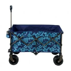 36 in. 7 cu. ft. Collapsible Fabric Garden Cart Beach Wagon with Storage Bag and Beverage Holders in Blue Flowers by BLISS HAMMOCKS -GARDEN TOOLS Shop garden carts bhw 100 bf c3 1000