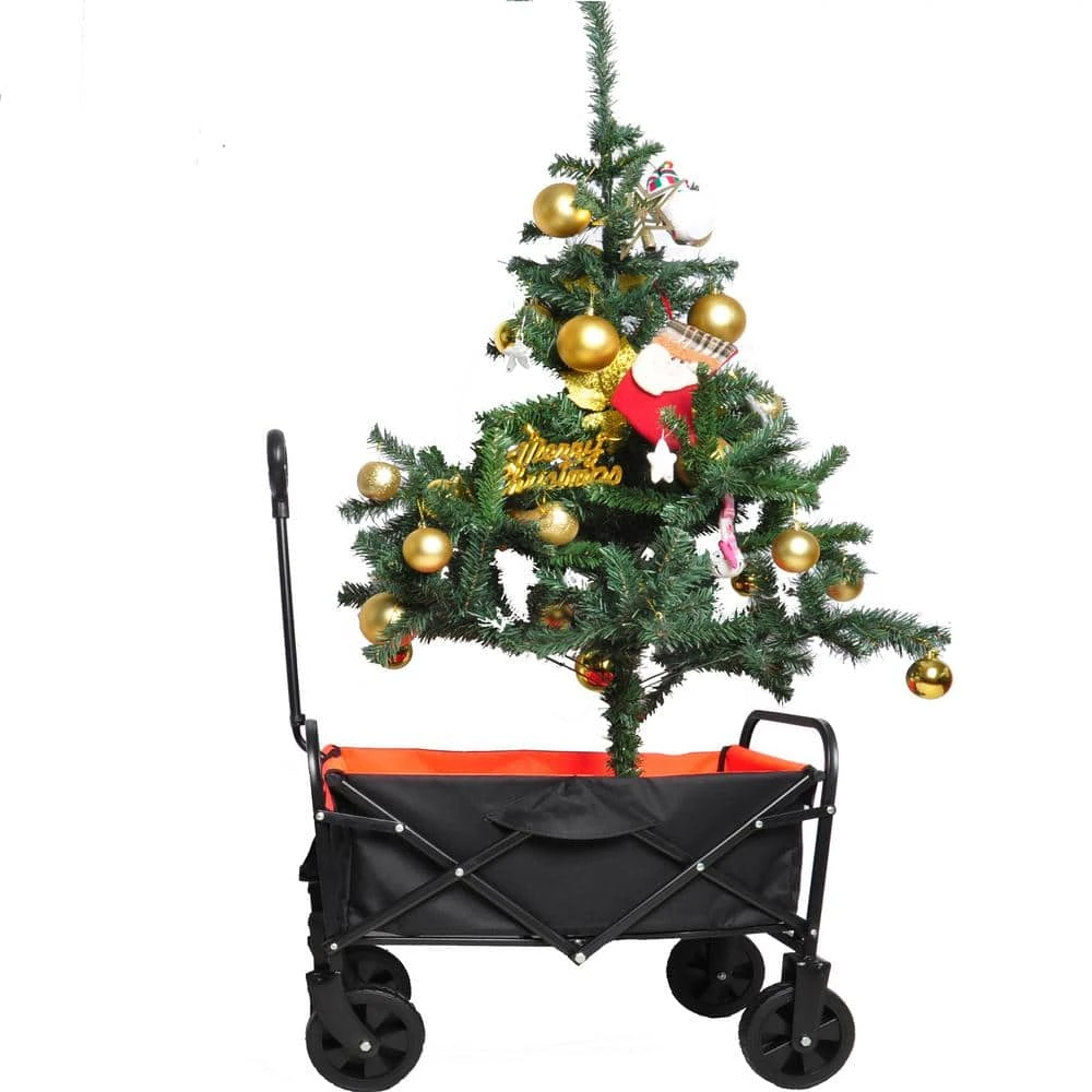 4.7 cu. ft. Metal Folding Wagon Shopping Beach Garden Cart Black by Unbranded 4 4.7 cu. ft. Metal Folding Wagon Shopping Beach Garden Cart Black by Unbranded - Image 2