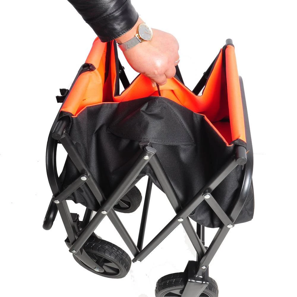 4.7 cu. ft. Metal Folding Wagon Shopping Beach Garden Cart Black by Unbranded 7 4.7 cu. ft. Metal Folding Wagon Shopping Beach Garden Cart Black by Unbranded - Image 5