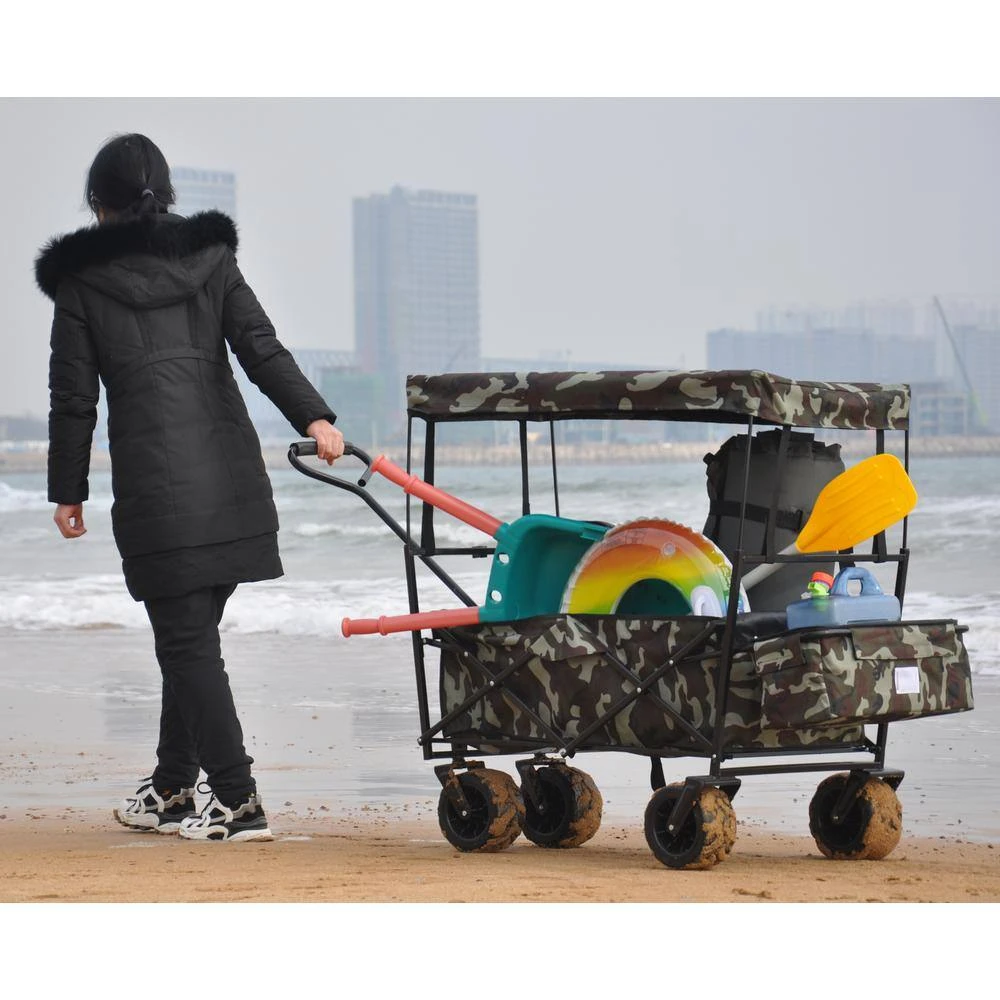 Serga 3.53 cu. ft. Foldable Portable Multifunction Steel Outdoor Camping Garden Cart Camouflage by Unbranded 4 Serga 3.53 cu. ft. Foldable Portable Multifunction Steel Outdoor Camping Garden Cart Camouflage by Unbranded - Image 2