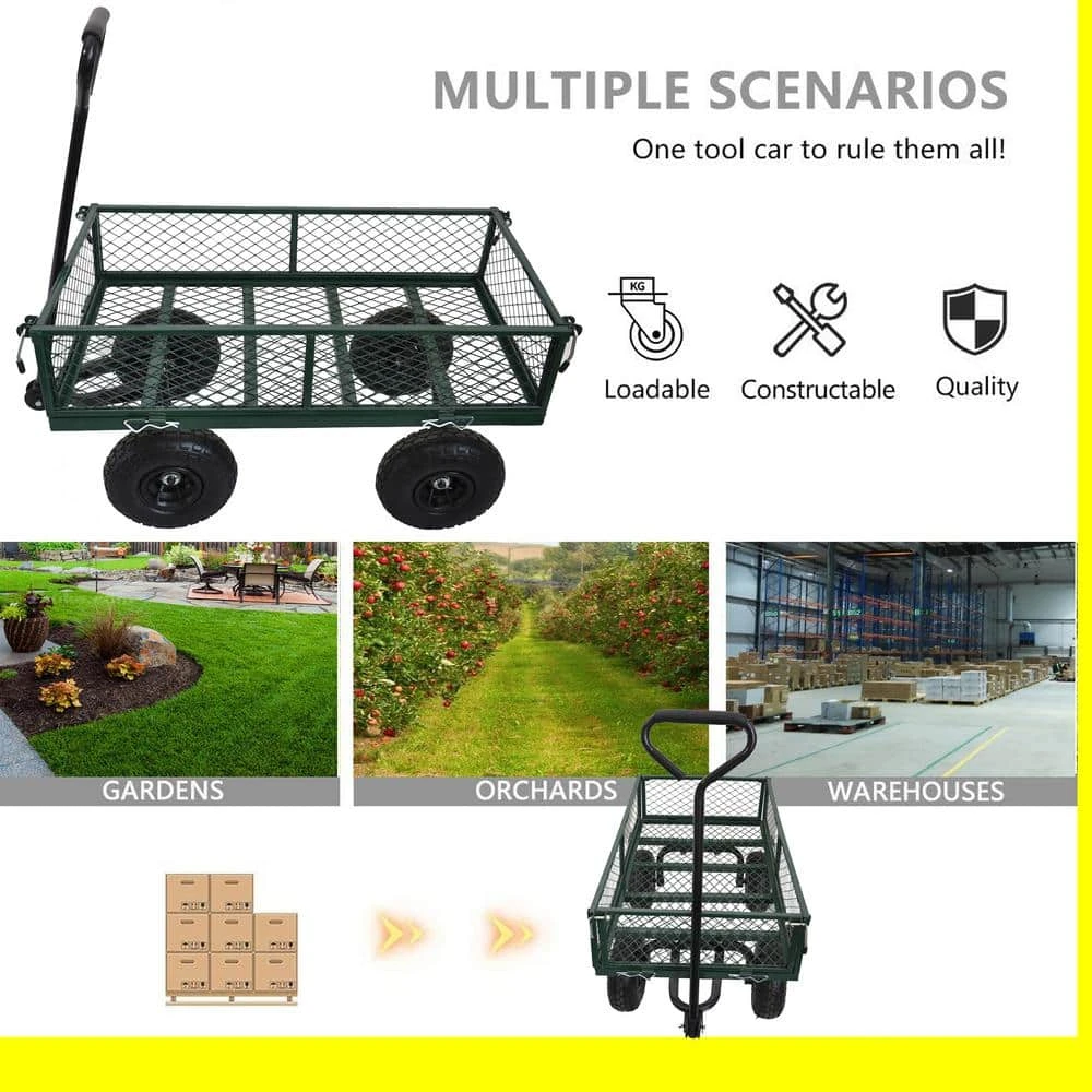 3.54 cu. ft. Collapsible Steel Garden Cart Green Utility Cart Foldable Wagon Cart by Unbranded 9 3.54 cu. ft. Collapsible Steel Garden Cart Green Utility Cart Foldable Wagon Cart by Unbranded - Image 7