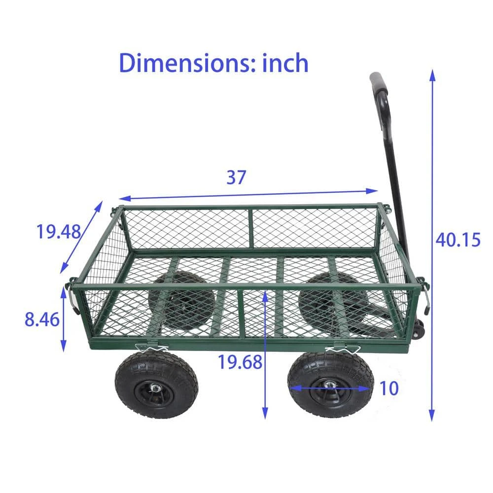 3.54 cu. ft. Collapsible Steel Garden Cart Green Utility Cart Foldable Wagon Cart by Unbranded 10 3.54 cu. ft. Collapsible Steel Garden Cart Green Utility Cart Foldable Wagon Cart by Unbranded - Image 8