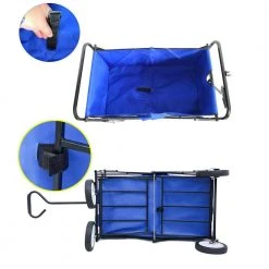 Blue Collapsible 4 cu ft Fabric Steel Frame Garden Cart for Shopping Beach Outdoor Folding Wagon with Adjustable Handle by Unbranded -GARDEN TOOLS Shop garden carts cybe 01512w227 cart01 44 1000