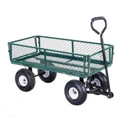 4 cu. ft. Metal Garden Cart Heavy-Duty Garden Utility Cart Wagon Wheelbarrow by Cisvio