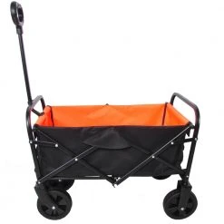 4 cu. ft. Steel Folding Garden Cart with Fabric Bin, Folding Wagon Garden Shopping Beach Cart (Black Plus Yellow) by Afoxsos