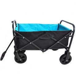 4.75 cu. ft. Steel Folding Black Plus Blue Wagon Shopping Beach Garden Cart by Afoxsos -GARDEN TOOLS Shop garden carts djmx049 fa 1000