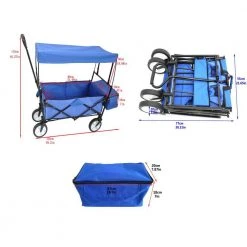 2.6 cu. ft. Folding Utility Cargo Wagon Fabric Garden Cart in Blue with Removable Canopy and Cup Holders by Afoxsos -GARDEN TOOLS Shop garden carts djmx693 bu 66 1000