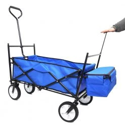 2.6 cu. ft. Folding Utility Cargo Wagon Fabric Garden Cart in Blue with Removable Canopy and Cup Holders by Afoxsos -GARDEN TOOLS Shop garden carts djmx693 bu fa 1000