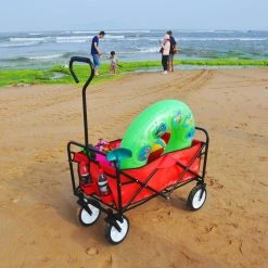 3 cu. ft. Folding Steel Wagon Garden Shopping Beach Car in Red by Tatayosi -GARDEN TOOLS Shop garden carts djyc h w22701511 44 1000