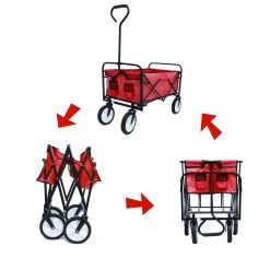 3 cu. ft. Folding Steel Wagon Garden Shopping Beach Car in Red by Tatayosi -GARDEN TOOLS Shop garden carts djyc h w22701511 76 1000