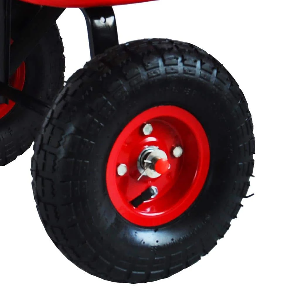 3 cu. ft. Total Garden Steel Cart Outdoor Wagon All Terrain Pulling Air Tires Kid Garden Removable Cart Red by Tatayosi 9 3 cu. ft. Total Garden Steel Cart Outdoor Wagon All Terrain Pulling Air Tires Kid Garden Removable Cart Red by Tatayosi - Image 7