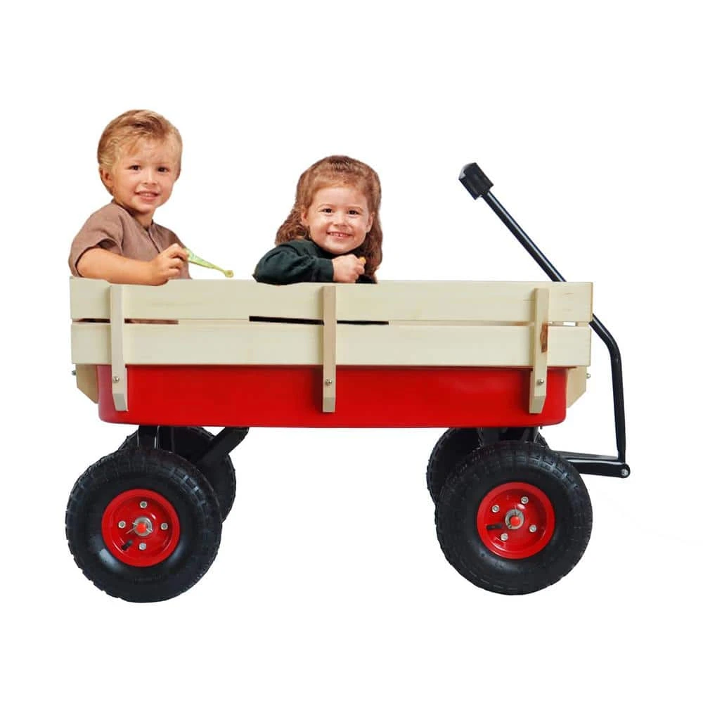 3 cu. ft. Total Garden Steel Cart Outdoor Wagon All Terrain Pulling Air Tires Kid Garden Removable Cart Red by Tatayosi 6 3 cu. ft. Total Garden Steel Cart Outdoor Wagon All Terrain Pulling Air Tires Kid Garden Removable Cart Red by Tatayosi - Image 4