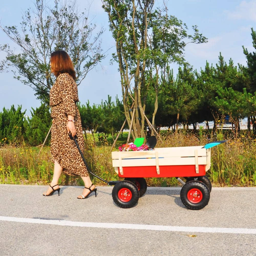 3 cu. ft. Total Garden Steel Cart Outdoor Wagon All Terrain Pulling Air Tires Kid Garden Removable Cart Red by Tatayosi 10 3 cu. ft. Total Garden Steel Cart Outdoor Wagon All Terrain Pulling Air Tires Kid Garden Removable Cart Red by Tatayosi - Image 8