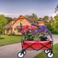 3 cu.ft. Durable Outdoor Utility Folding Steel Wagon Red Garden Shopping Beach Cart Garden Cart by Unbranded -GARDEN TOOLS Shop garden carts gm patio 36 1f 1000