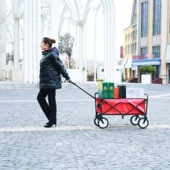 3 cu.ft. Durable Outdoor Utility Folding Steel Wagon Red Garden Shopping Beach Cart Garden Cart by Unbranded -GARDEN TOOLS Shop garden carts gm patio 36 31 1000