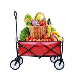 3 cu.ft. Durable Outdoor Utility Folding Steel Wagon Red Garden Shopping Beach Cart Garden Cart by Unbranded -GARDEN TOOLS Shop garden carts gm patio 36 40 1000