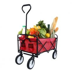3 cu.ft. Durable Outdoor Utility Folding Steel Wagon Red Garden Shopping Beach Cart Garden Cart by Unbranded -GARDEN TOOLS Shop garden carts gm patio 36 44 1000
