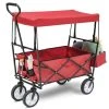 3 cu. ft. Steel Garden Cart with Canopy Beach Garden Outdoor Sport Utility Cart Wheels Adjustable Handle Rear Storage by Unbranded