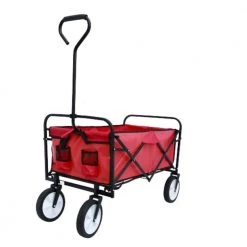 3.5 cu. ft. steel Garden Cart, Large Capacity Folding Wagon Garden Shopping Beach Cart, for Outdoor Activities by Unbranded
